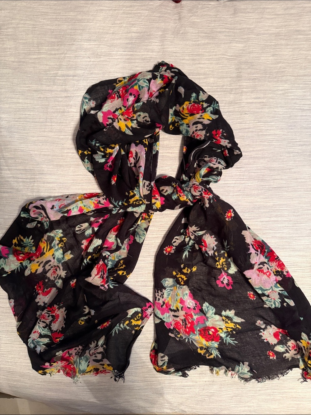 Black Floral Lightweight Women's Scarf